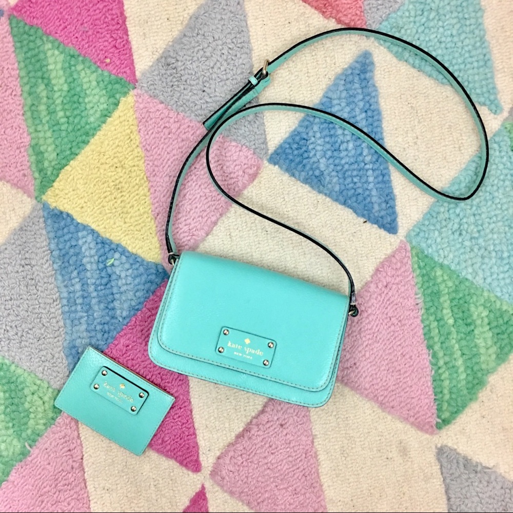 NWOT Kate Spade Crossbody & Card Holder Robins Egg